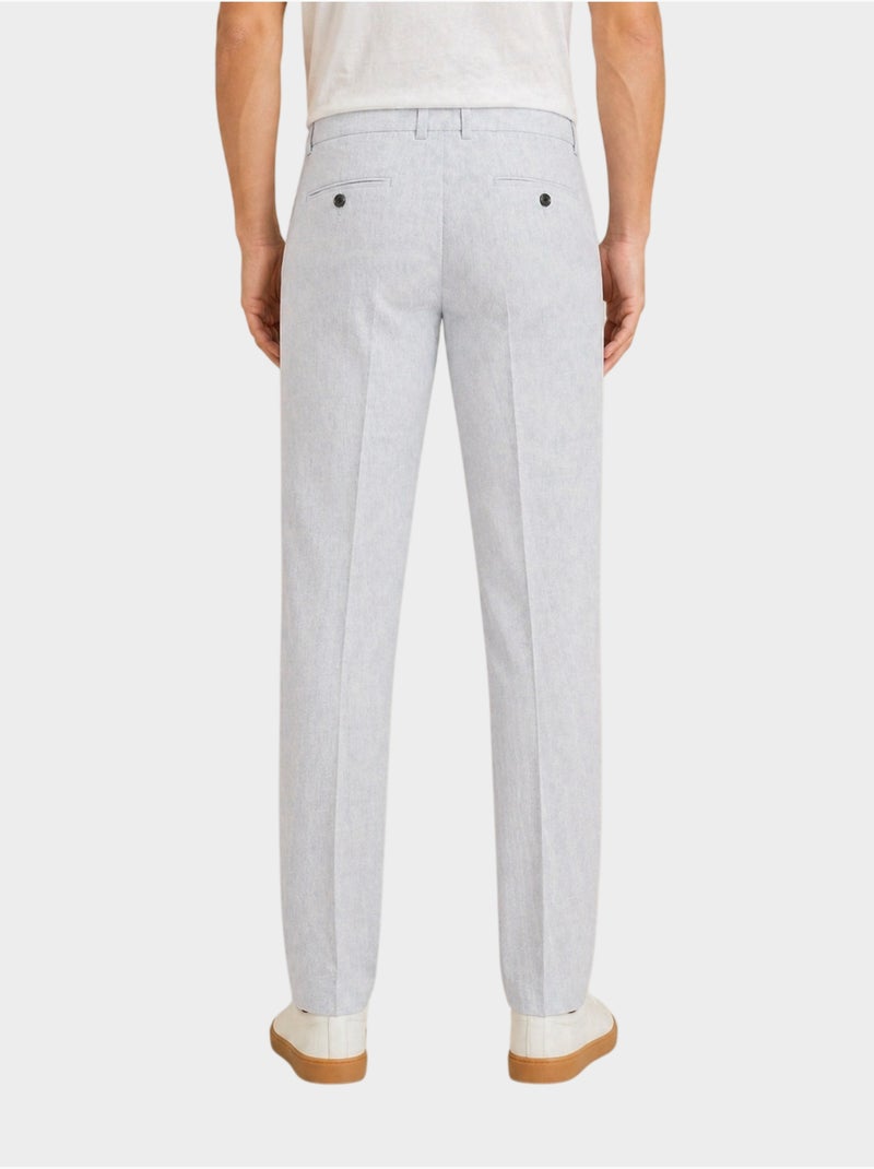 Pantaloni semplici in cotone, lino e poliestere Blu - Kiabi