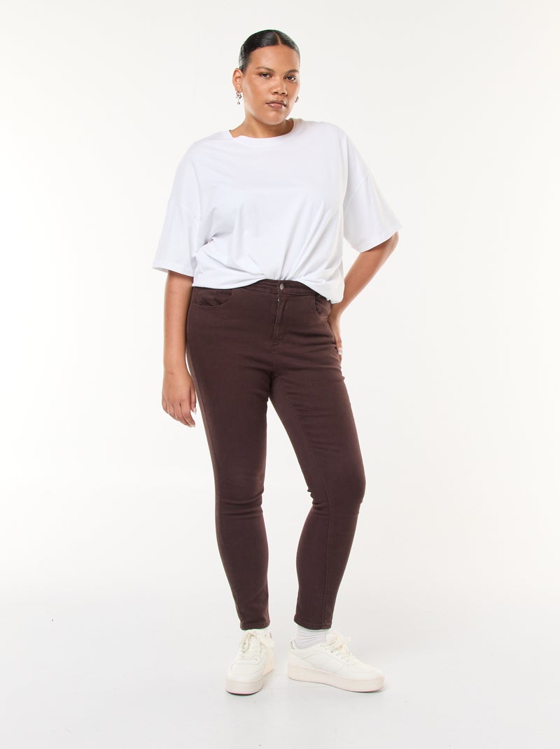 Pantaloni skinny a vita alta Marrone - Kiabi