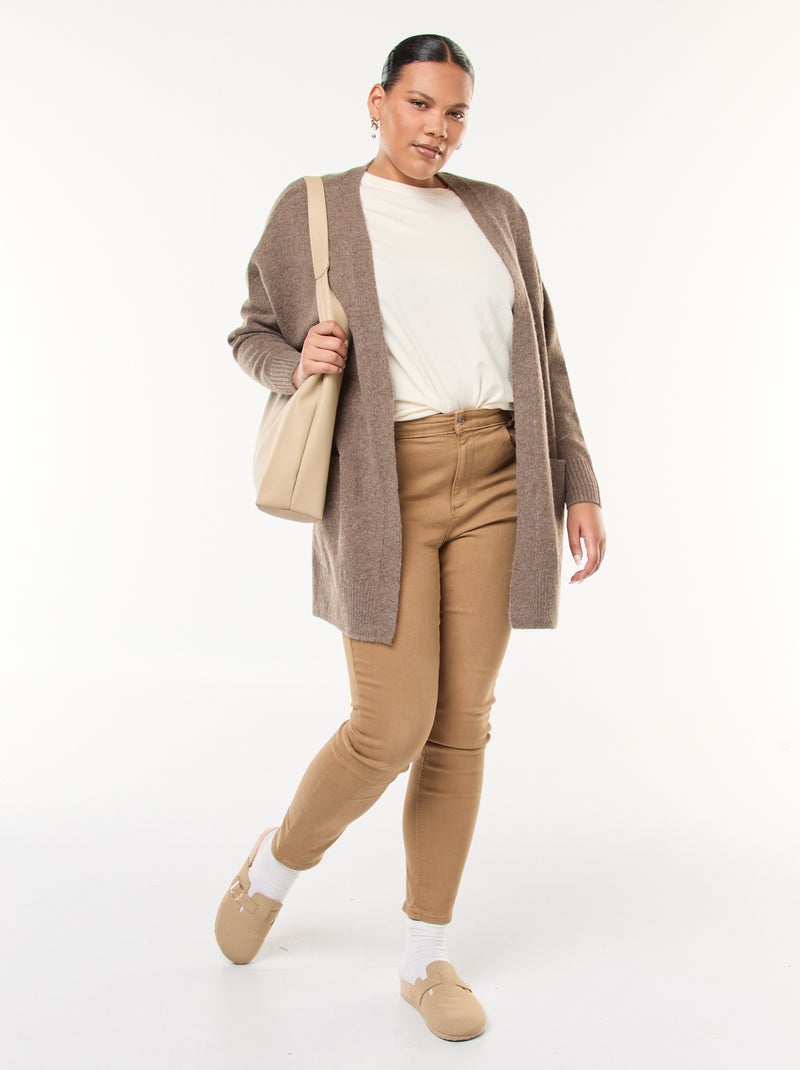Pantaloni skinny a vita alta marrone - Kiabi