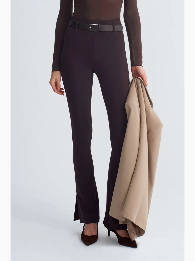 Pantaloni skinny a zampa con cintura dilvin Marrone cioccolato - Kiabi