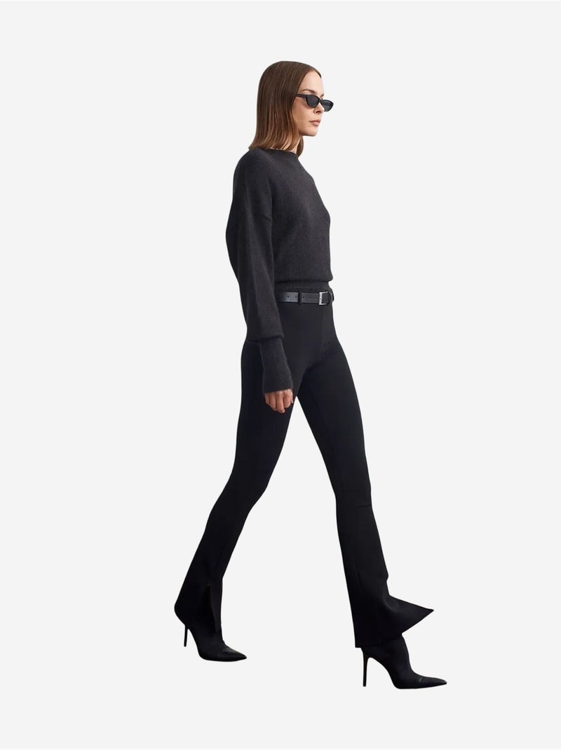 Pantaloni skinny a zampa con cintura Nero - Kiabi