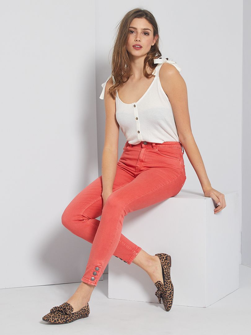 Pantaloni skinny colorati rosa arancione - Kiabi
