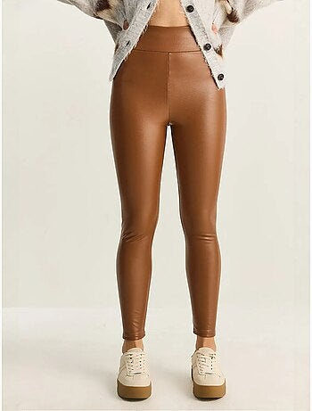 Pantaloni skinny in ecopelle con vita elasticizzata lucci