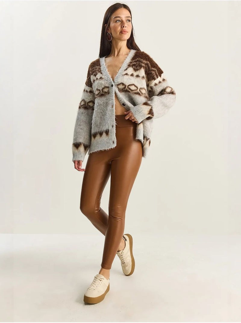 Pantaloni skinny in ecopelle con vita elasticizzata lucci Cammello - Kiabi