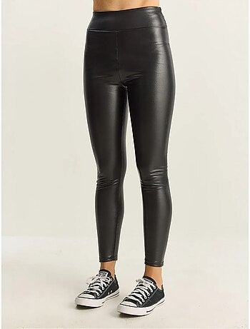 Pantaloni skinny in ecopelle con vita elasticizzata lucci