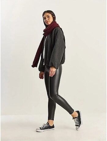 Pantaloni skinny in ecopelle con vita elasticizzata lucci