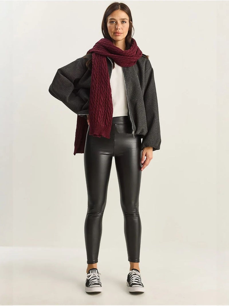Pantaloni skinny in ecopelle con vita elasticizzata lucci Nero - Kiabi