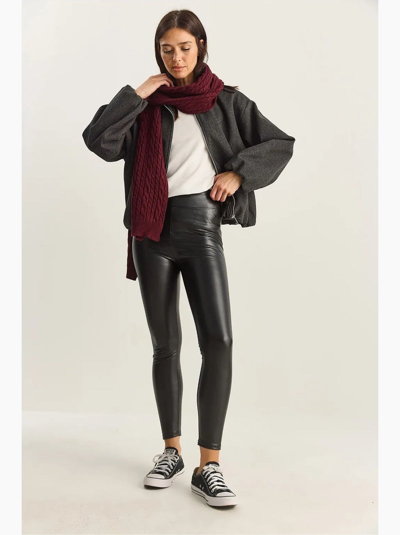 Pantaloni skinny in ecopelle con vita elasticizzata lucci Nero - Kiabi