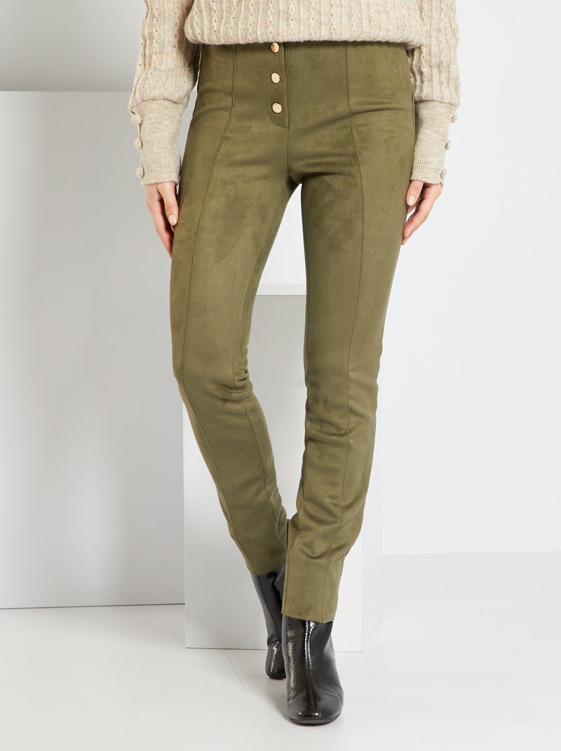 Pantaloni skinny in finto camoscio KAKI - Kiabi