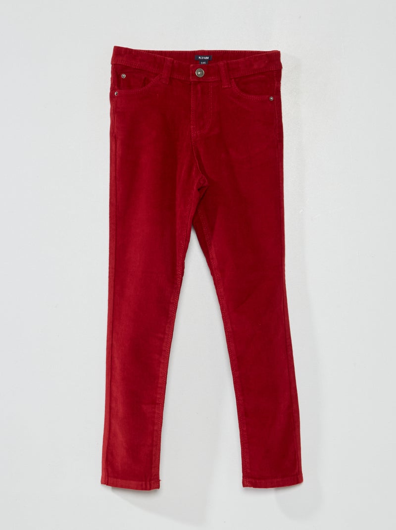 Pantaloni skinny in velluto tinta unita ROSSO - Kiabi