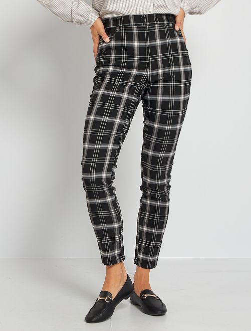 Pantaloni skinny stretch a quadri - NERO - Kiabi - 15.00€