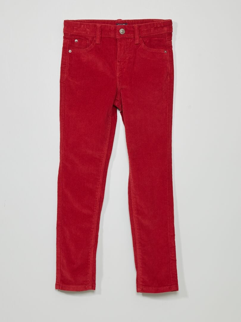 Pantaloni skinny tinta unita in velluto rosso bordeaux - Kiabi