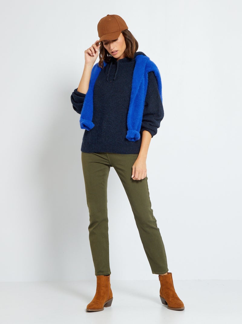 Pantaloni skinny vita alta in twill KAKI - Kiabi