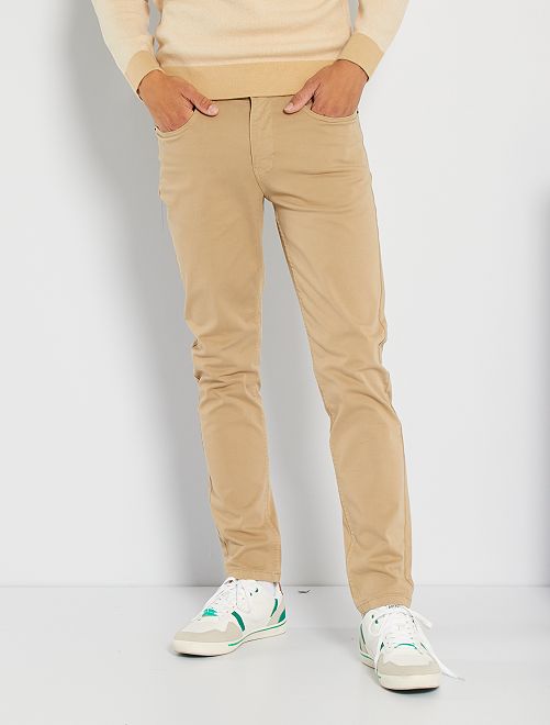 Pantaloni slim 5 tasche twill - BEIGE - Kiabi - 12.00€