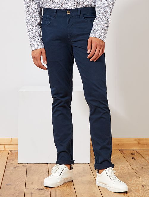 Pantaloni slim 5 tasche twill - BLU - Kiabi - 15.00€