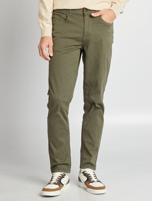 Pantaloni slim 5 tasche twill - KAKI - Kiabi - 12.00€