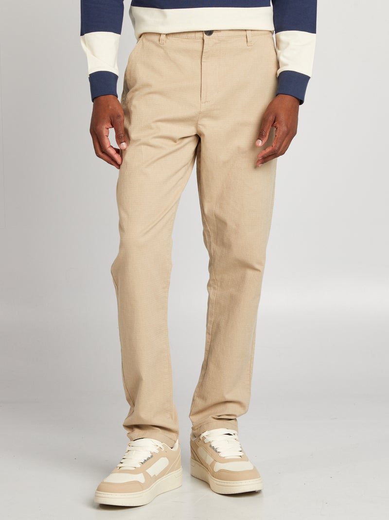 Pantaloni slim chino BEIGE - Kiabi