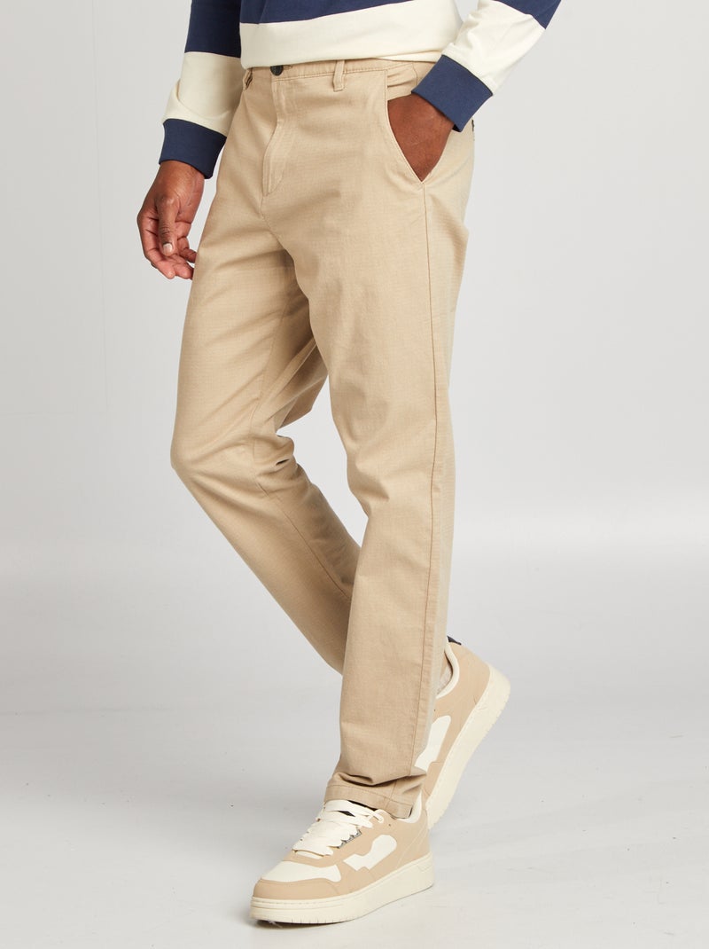 Pantaloni slim chino BEIGE - Kiabi