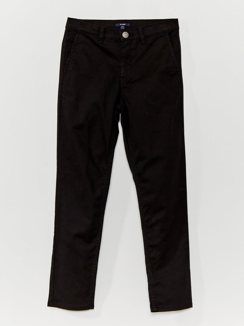 Pantaloni slim chino in cotone stretch Nero - Kiabi
