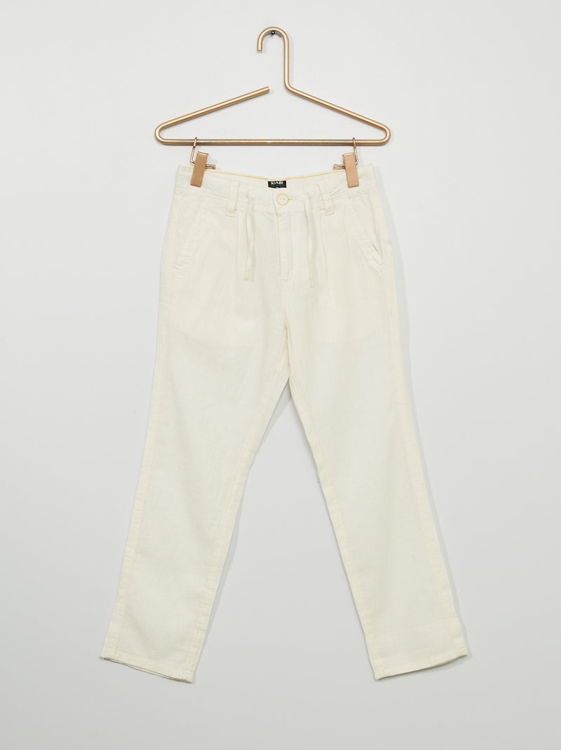 Pantaloni slim chino in lino BIANCO - Kiabi