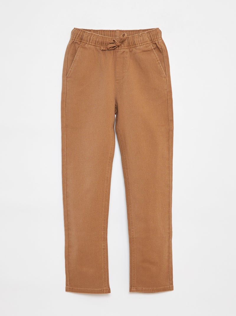 Pantaloni slim con vita regolabile Beige - Kiabi