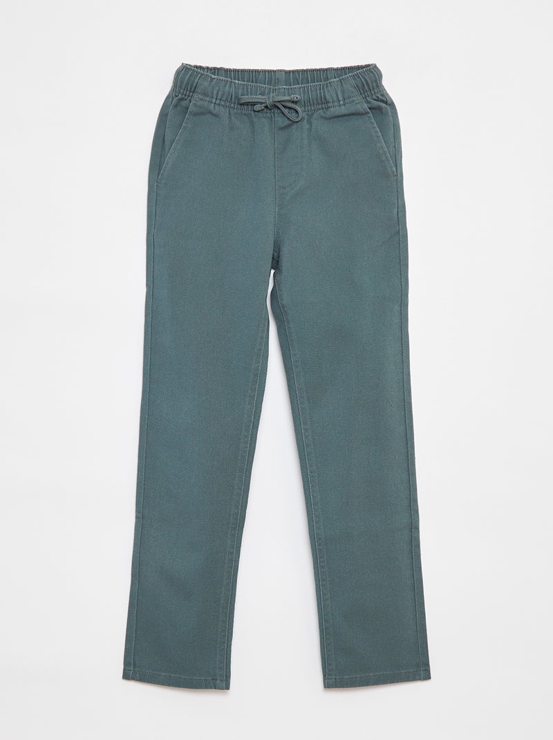 Pantaloni slim con vita regolabile Verde - Kiabi