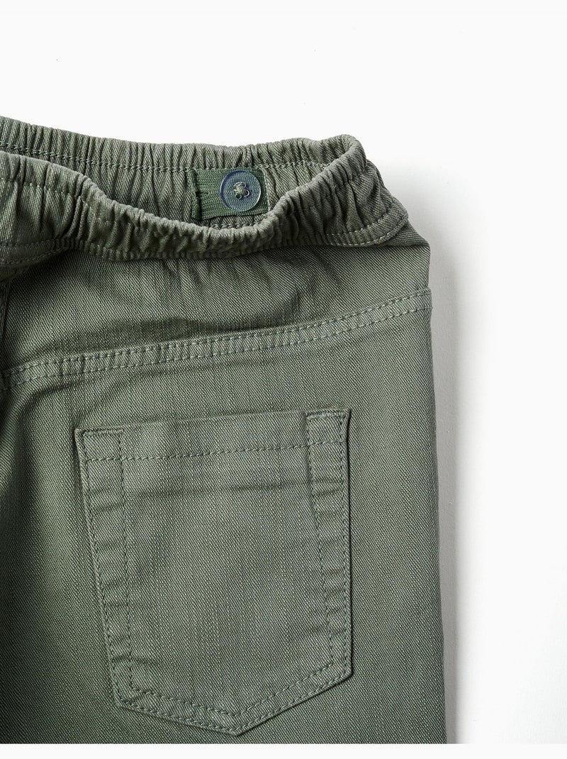 Pantaloni slim fit in twill con coulisse Verde scuro - Kiabi