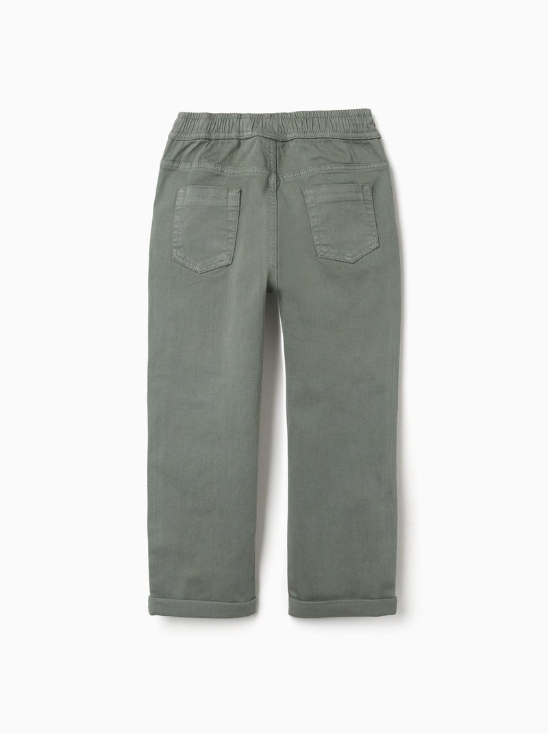 Pantaloni slim fit in twill con coulisse Verde scuro - Kiabi