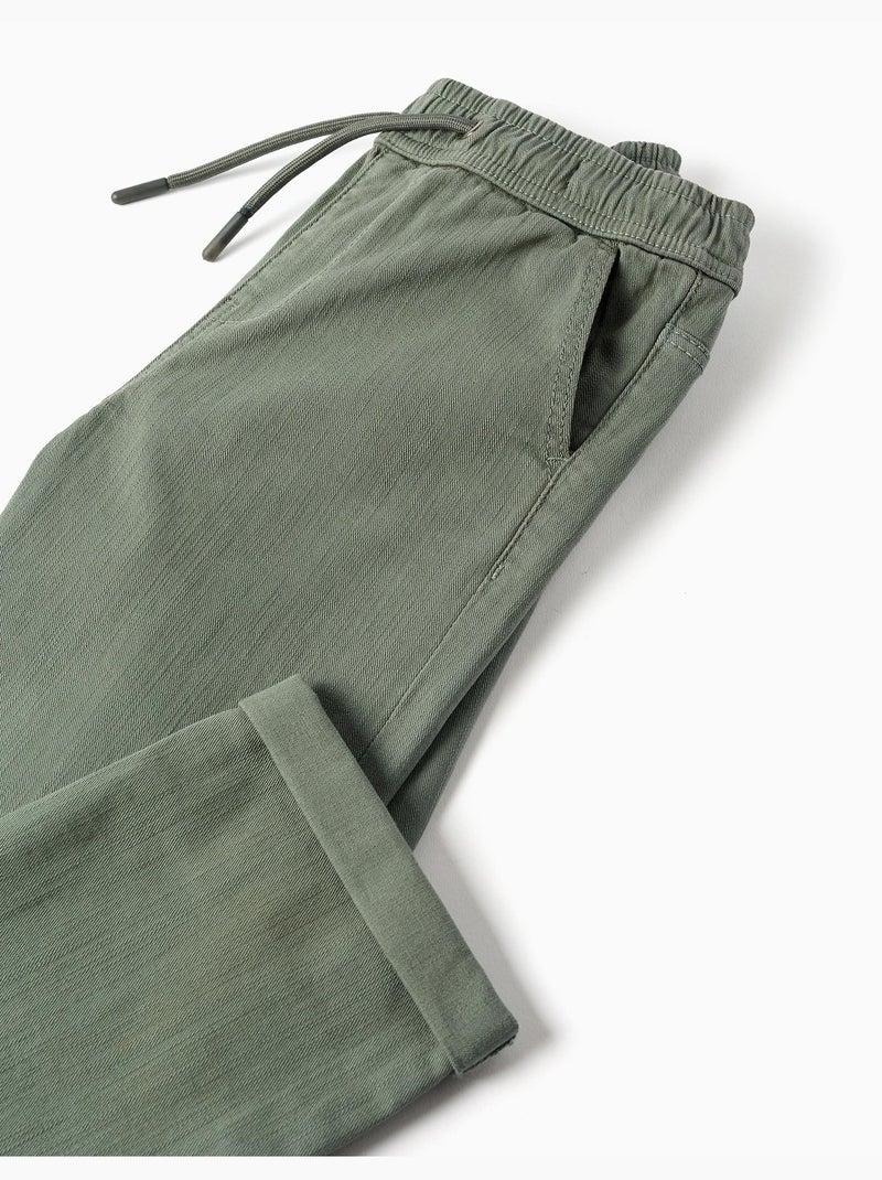 Pantaloni slim fit in twill con coulisse Verde scuro - Kiabi