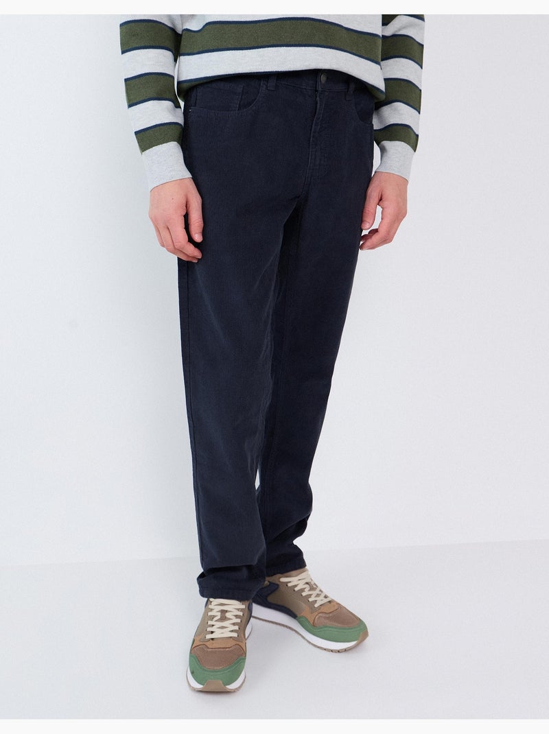 Pantaloni slim-fit in velluto a coste, mo fashion Blu - Kiabi