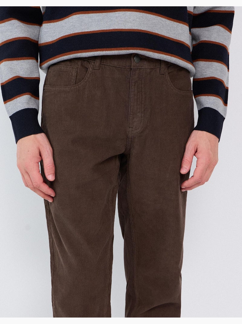 Pantaloni slim-fit in velluto a coste, mo fashion Marrone - Kiabi
