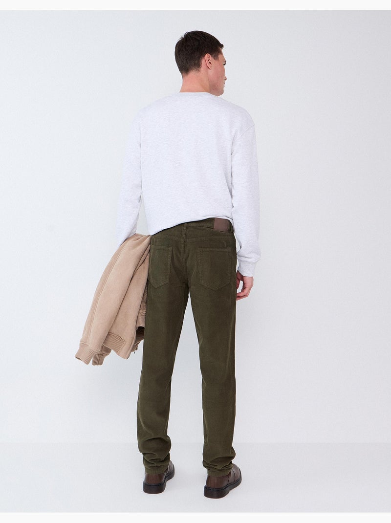Pantaloni slim-fit in velluto a coste, mo fashion Verde - Kiabi