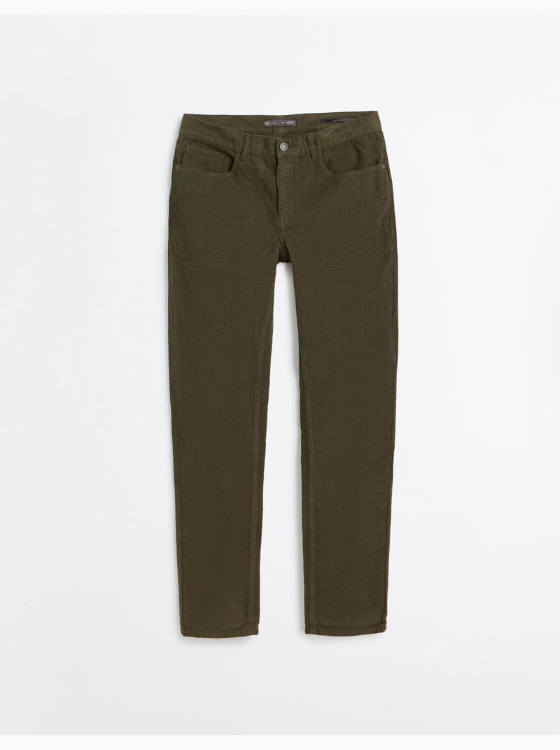 Pantaloni slim-fit in velluto a coste, mo fashion Verde - Kiabi