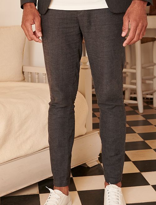 Pantaloni slim in lino e cotone - GRIGIO - Kiabi - 20.00€