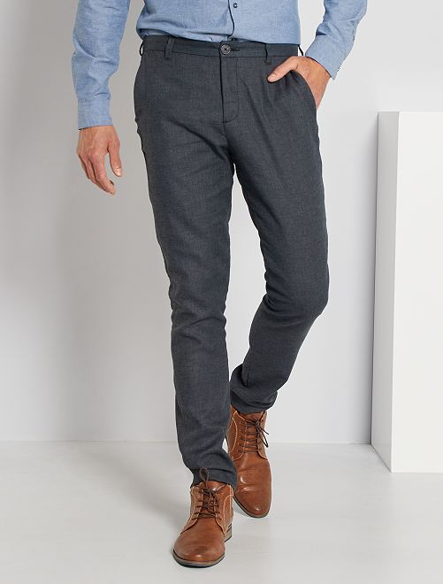Pantaloni slim in lino e cotone - GRIGIO - Kiabi - 20.00€