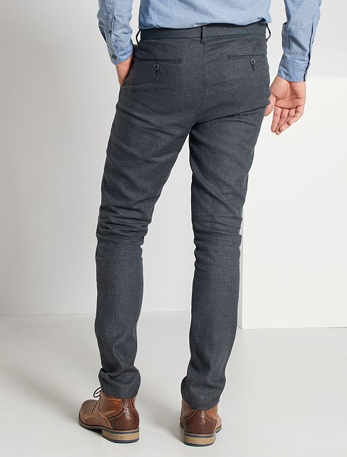 Pantaloni slim in lino e cotone - GRIGIO - Kiabi - 20.00€