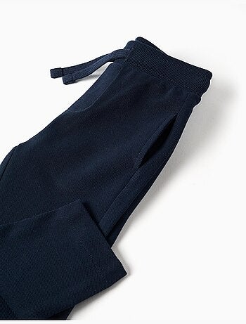 Pantaloni slim in piqué di cotone con coulisse