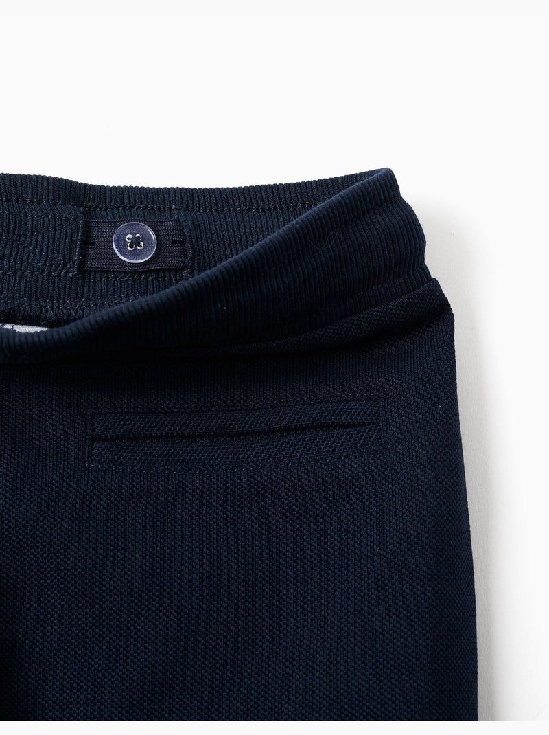 Pantaloni slim in piqué di cotone con coulisse Blu scuro - Kiabi