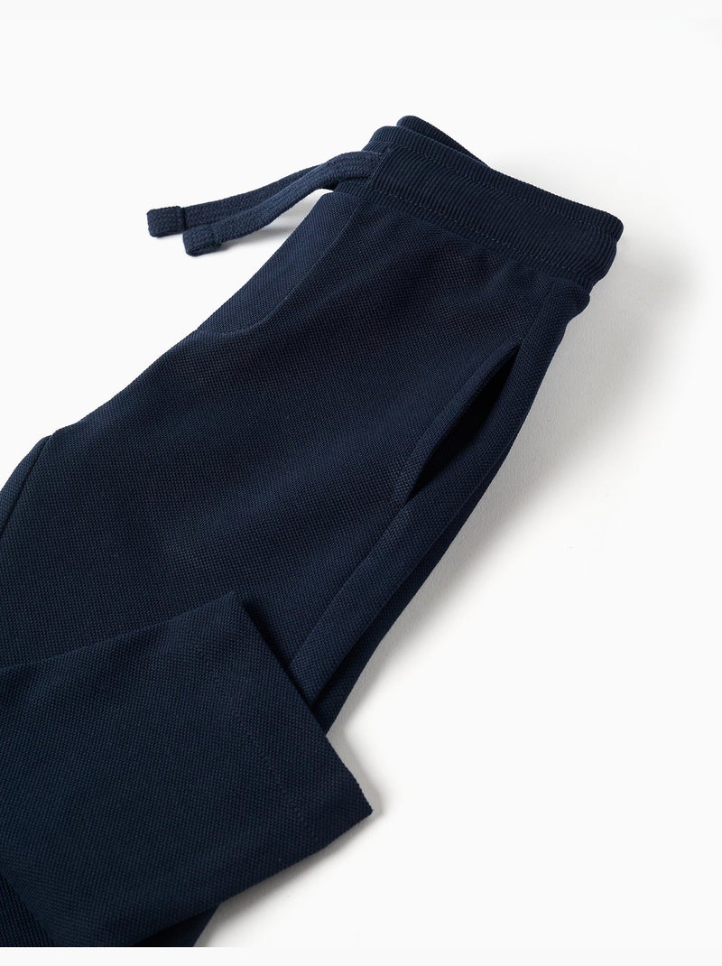 Pantaloni slim in piqué di cotone con coulisse Blu scuro - Kiabi
