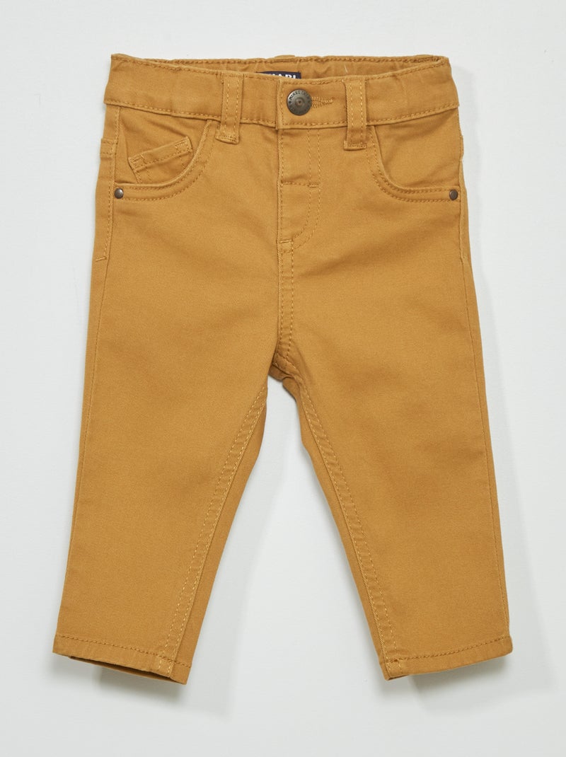 Pantaloni slim in twill con vita regolabile BEIGE - Kiabi