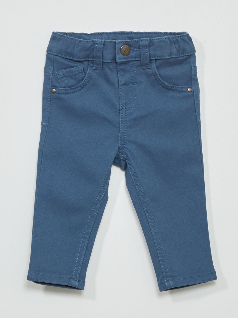 Pantaloni slim in twill con vita regolabile blu - Kiabi