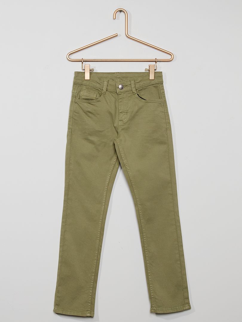 Pantaloni slim in twill eco-sostenibili kaki chiaro - Kiabi