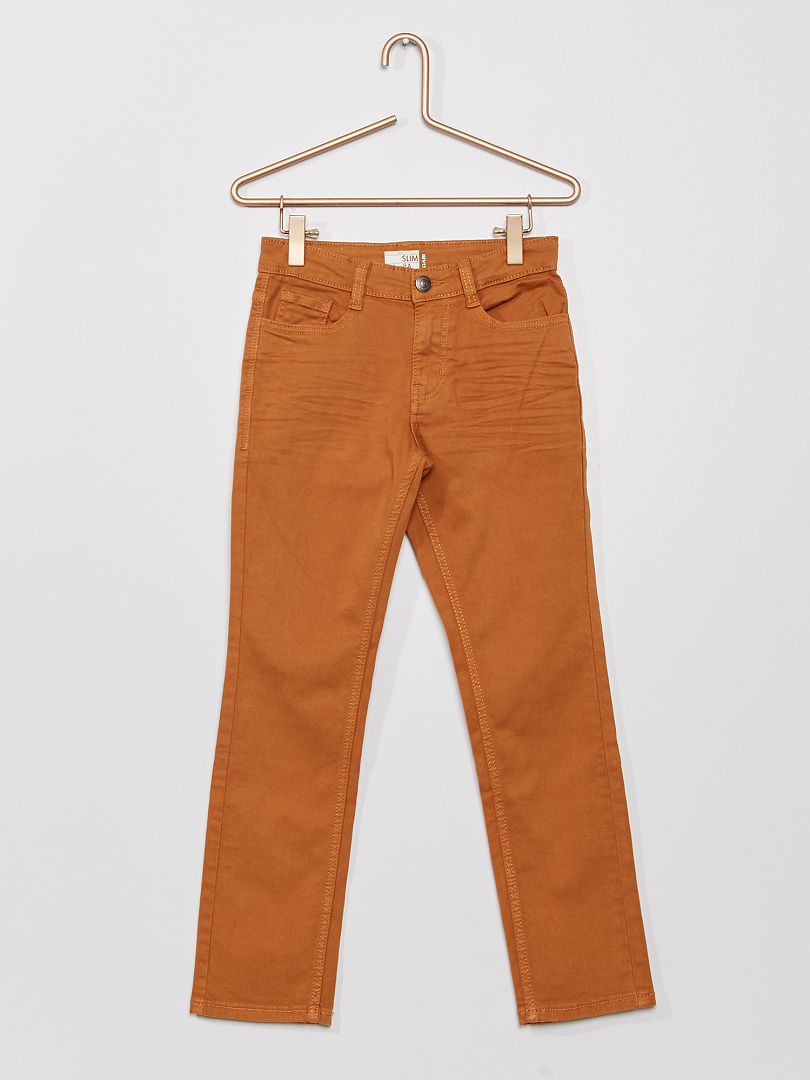 Pantaloni slim in twill eco-sostenibili MARRONE - Kiabi