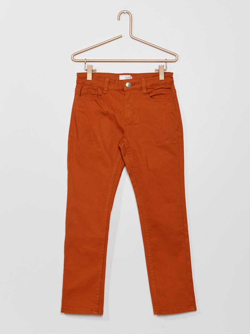 Pantaloni slim in twill eco-sostenibili marrone - Kiabi