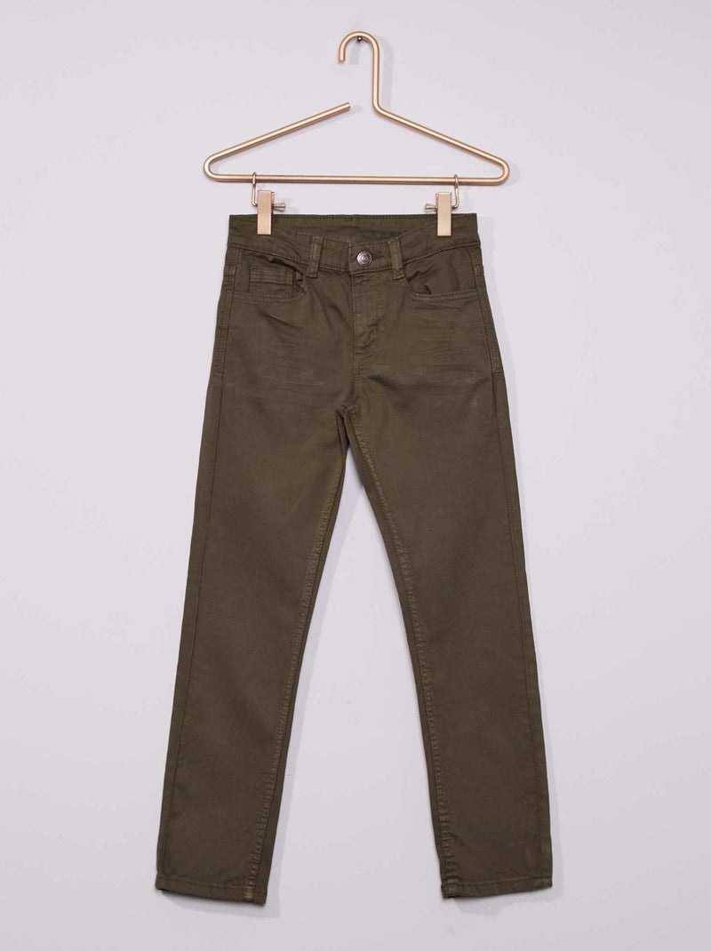 Pantaloni slim in twill eco-sostenibili verde scuro - Kiabi