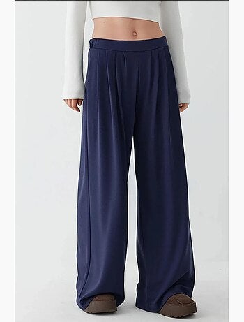 Pantaloni soft touch a gamba ampia con pieghe hiccup