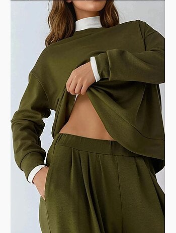 Pantaloni soft touch a gamba ampia con pieghe hiccup