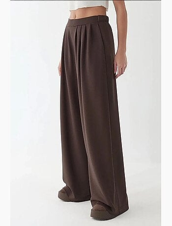 Pantaloni soft touch a gamba ampia con pieghe hiccup