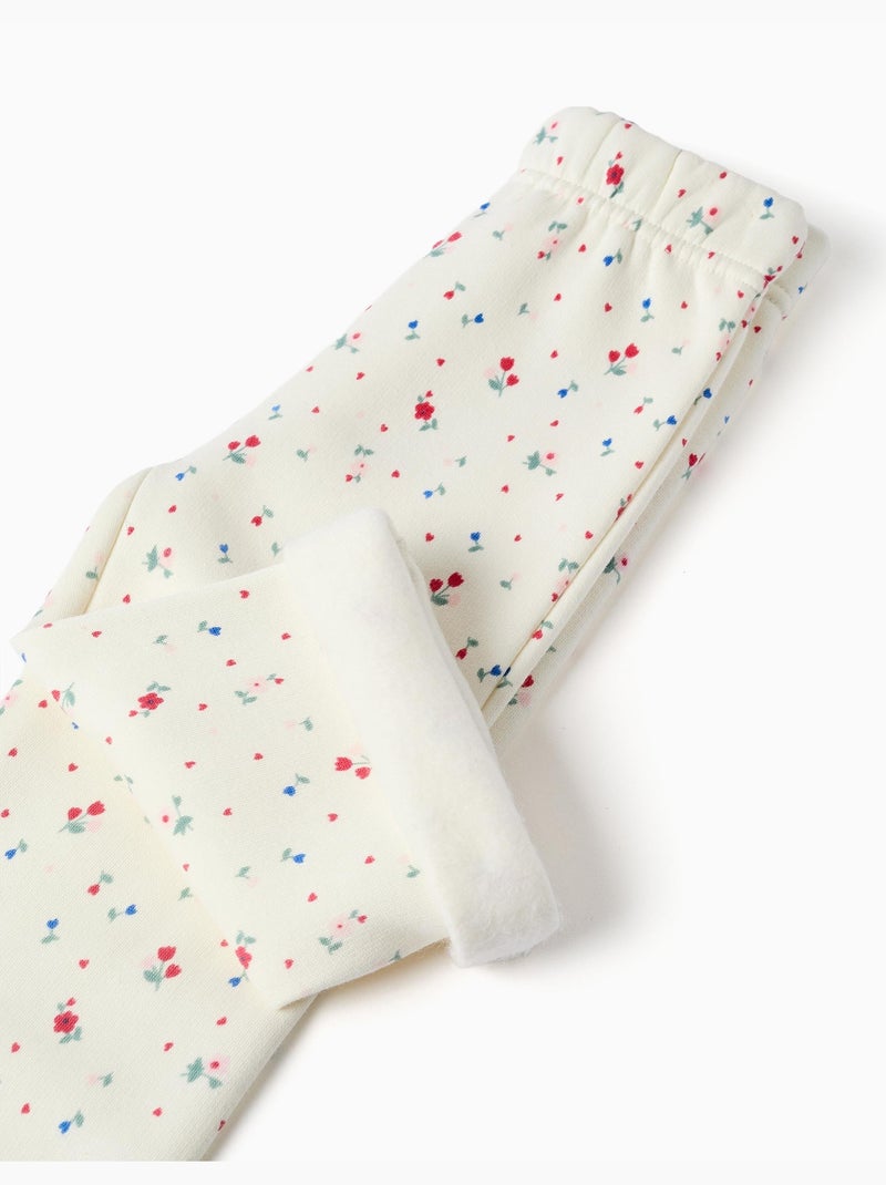 Pantaloni spazzolati a zampa con motivo floreale Bianco - Kiabi