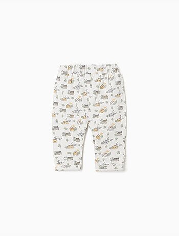 Pantaloni spazzolati con motivo casa e albero